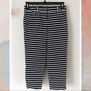 LOFT Black Riviera Pant Horizontal White Stripes